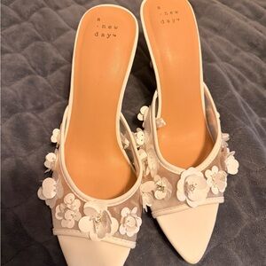 A New Day white  Floral heels